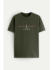 Hendrix Tričko, Barva Khaki, s Potiskem Paris design-clothing-minimal