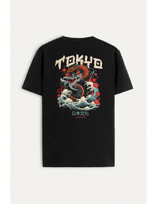 Hendrix Tričko, Barva Černá, s Potiskem Tokyo Japanese Culture