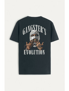 Hendrix Tričko, Barva Železitě Šedá, s Potiskem Gangsters Evolution