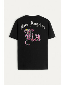 Hendrix Tričko, Barva Černá, s Potiskem Los Angeles LA Colors