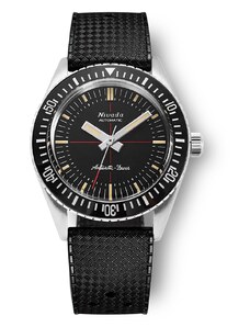 Stříbrné pánské hodinky Nivada Grenchen s gumovým páskem Antarctic Diver No Date 32044A01 38MM Automatic