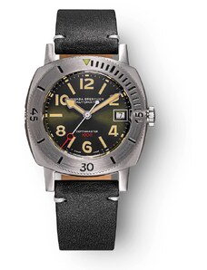 Stříbrné pánské hodinky Nivada Grenchen s gumovým páskem Pacman Depthmaster 14103A09 39MM Automatic