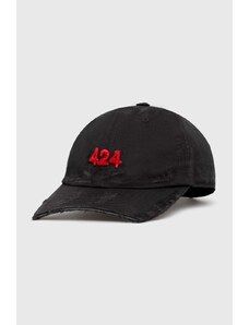 Bavlněná baseballová čepice 424 Distressed Baseball Hat černá barva, s aplikací, FF4SMY01BP-TE002.999