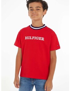 Dětské tričko Tommy Hilfiger červená barva, s potiskem