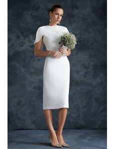 Trendyol Bridal White Sleeve Detail Wedding/Nikah Elegant Evening Dress