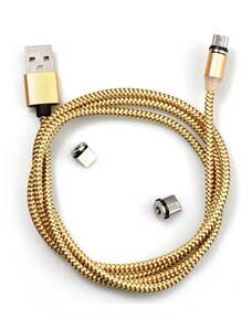 USB nabíjecí kabel 3v1 s magnetickými koncovkami Zlatá