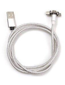 USB nabíjecí kabel 3v1 s magnetickými koncovkami Stříbrná