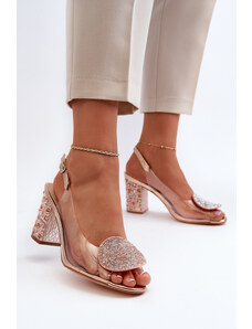 Kesi Transparentní sandály na vysokém podpatku z růžového zlata D&A