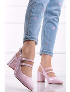 C’M Paris Růžové slingback lodičky na hrubém podpatku Zoe