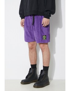 Manšestrové šortky PLEASURES Flip Corduroy Shorts fialová barva, P24SP020.PURPLE