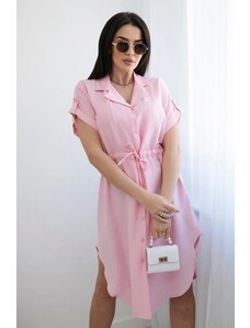 Kesi Viskózové šaty se zavazováním v pase pudrově růžové