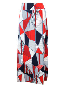 Modestia Letní maxi sukně s červeno modrým tiskem