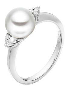 Zlatý prsten s perlou a diamanty ZPVE048B-49-1000B