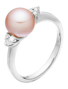 Zlatý prsten s perlou a diamanty ZPVE048B-61-1000R