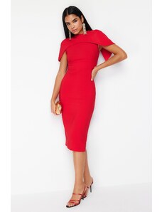 Trendyol Red Sleeves Detailed Elegant Evening Dress