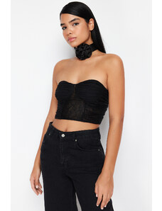 Trendyol Black Body-Sitting Knitted Lace Bustier