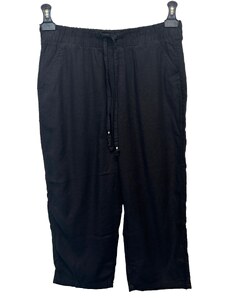 Černé 3/4 plátěné kalhoty se lnem F&F