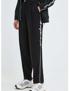 Kalhoty Armani Exchange dámské, černá barva, jednoduché, high waist
