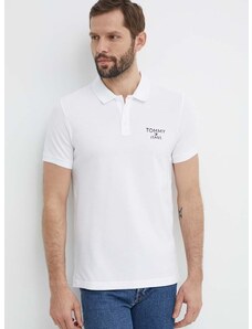 Bavlněné polo tričko Tommy Jeans bílá barva, s aplikací, DM0DM18927