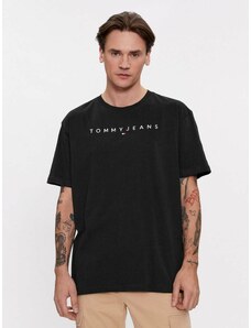 Tommy Jeans pánské černé tričko LINEAR