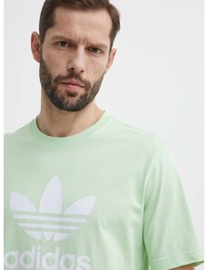 Bavlněné tričko adidas Originals zelená barva, s potiskem, IR7979