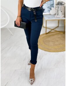 Elegantní elastické kalhoty Bow tmavě modré