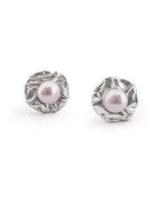 Klára Bílá Jewellery Stříbrné náušnice Wrap menší Barva perly: Bílá