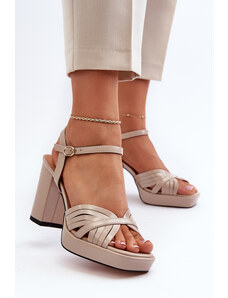 Kesi Patentované dámské sandály na vysokém podpatku Béžová D&A