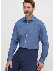 Košile Tommy Hilfiger pánská, tmavomodrá barva, slim, s klasickým límcem, MW0MW34629