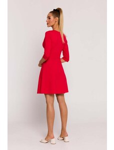 MOE Červené šaty s véčkovým výstřihem M786