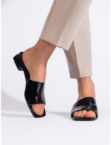 GOODIN Women's classic black heeled flip flops