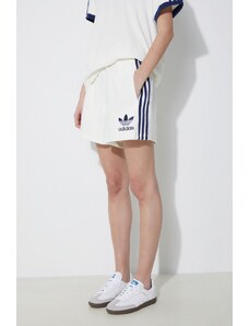 Kraťasy adidas Originals Terry dámské, bílá barva, s aplikací, high waist, IT9841