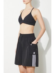 Kraťasy adidas Originals 3S Cargo Shorts dámské, černá barva, s aplikací, high waist, JH1077