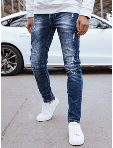 BASIC MODRÉ PÁNSKÉ DŽÍNY Denim vzor