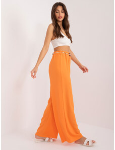 Fashionhunters Oranžové kalhoty z rovné látky