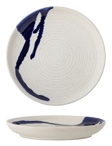 Modro-bílý kameninový talíř Bloomingville Okayama 27 cm