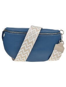 NovaKabelka.cz Kožená kabelka crossbody Reni Grande Blu s přídavným popruhem IX modrá