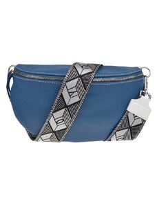 NovaKabelka.cz Kožená kabelka crossbody Reni Grande Blu s přídavným popruhem VII modrá