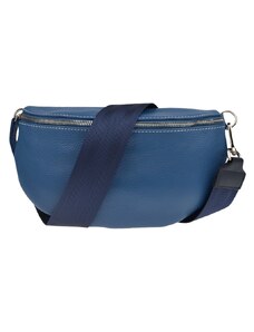 NovaKabelka.cz Kožená kabelka crossbody Reni Grande Blu s přídavným popruhem II modrá