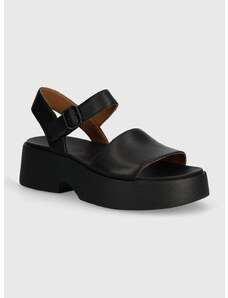 Kožené sandály Camper Tasha dámské, černá barva, na platformě, K201659-001