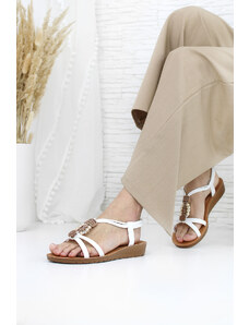 Cathay moda Bílé letní sandály 6008-2WH