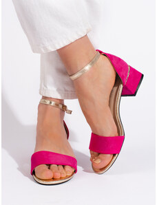 GOODIN Trendy dámské růžové sandály na širokém podpatku