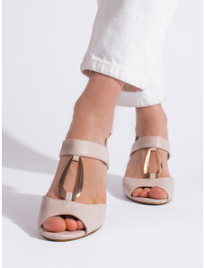 GOODIN Praktické dámské hnědé sandály na širokém podpatku