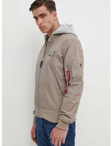 Bunda Alpha Industries MA-1 TT Hood pánská, béžová barva, přechodná