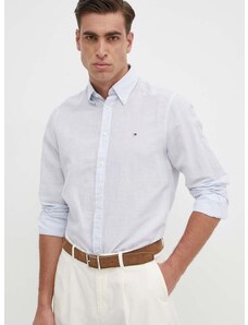 Košile s příměsí lnu Tommy Hilfiger regular, s límečkem button-down, MW0MW34632