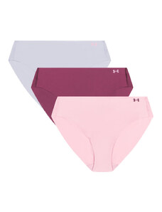 Under Armour Pure Stretch No Show Bikiny 3 Pack | Pink Elixir/Dark Maroon/Dark Maroon