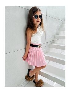 By Mini - butik Plisovaná sukně s páskem pink
