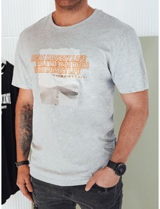 Dstreet Atraktivní šedé tričko s originálním potiskem