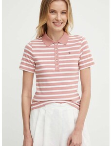 Polo tričko Tommy Hilfiger růžová barva, WW0WW39530