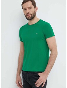 Tričko Tommy Hilfiger zelená barva, MW0MW10800